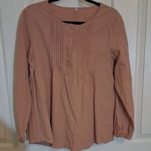 Minibee Women's Button-Front Blouse - Tan